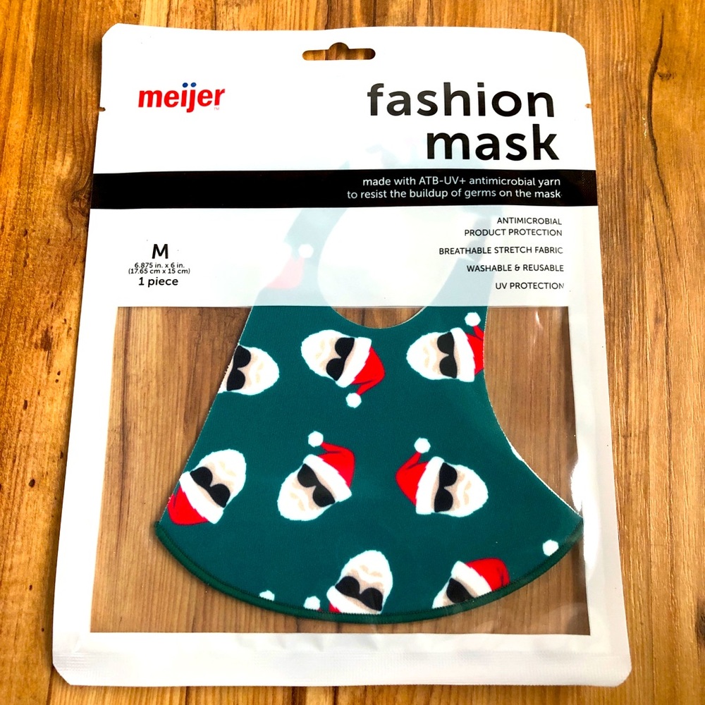 3/$10 NEW Santa Face Mask Green UNISEX ATB-UV+ Small